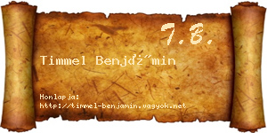 Timmel Benjámin névjegykártya